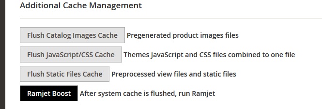 Ramject cache booster for Magento 2 boost button