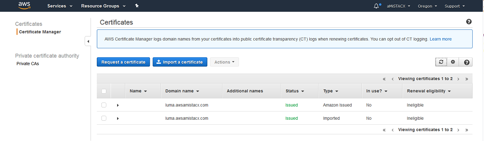 AWS Certificate Validation