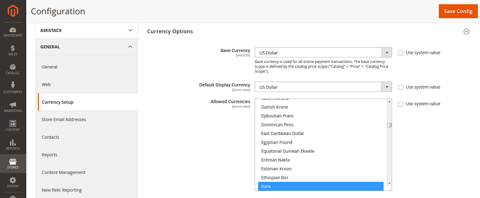 Enable currency for Magento 2